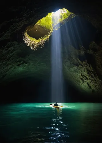 cave on the water,underground lake,cenote,sea cave,blue cave,pit cave,beam of light,cave tour,underwater oasis,the blue caves,sea caves,blue caves,cave,light rays,the pillar of light,underwater landscape,cave church,rays,caving,ice cave,Illustration,Paper based,Paper Based 08