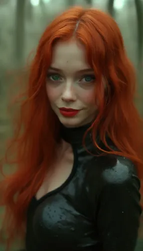 a girl with red hair is dressed as an elf,bloodrayne,epica,redhead doll,seelie,ruadh,rasputina