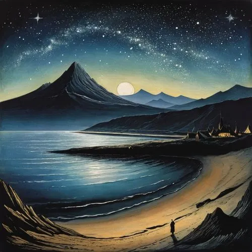 siggeir,cuillin,troms,cheinnselaig,eigg,arisaig,skerryvore,moidart,northen light,lochalsh,assynt,etive,isle of skye,arran,rannoch,portree,raasay,torridon,night scene,ossian,Illustration,Black and White,Black and White 23