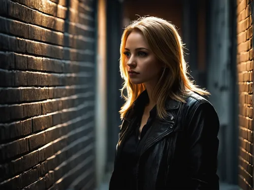 laurel,clary,leather jacket,black coat,divergent,nerve,emily,jena,alley,arrow set,alleyway,piper,dark portrait,banks,blonde woman,scene lighting,arrow,nora,blind alley,head woman,Conceptual Art,Daily,Daily 32