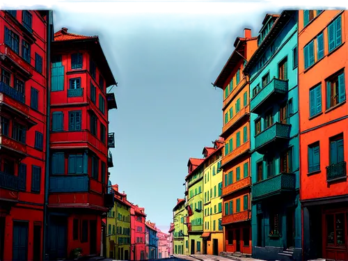 colorful city,background vector,houses clipart,saturated colors,row houses,burano,background colorful,world digital painting,colmar city,french digital background,burano island,freiburg,color is changable in ps,red milan,row of houses,city scape,townscape,colored pencil background,venezia,cuba background,Illustration,Retro,Retro 11