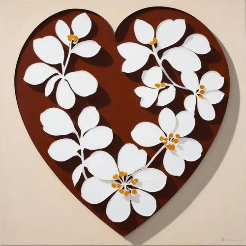 frangipani,white plumeria,two-tone heart flower,daisy heart,keeffe,plumeria,Art,Artistic Painting,Artistic Painting 40