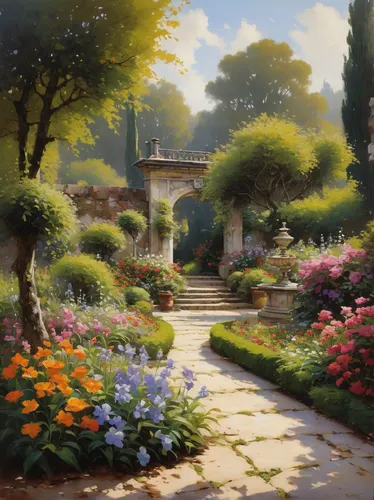 flower garden,home landscape,gardens,english garden,secret garden of venus,japan garden,spring garden,splendor of flowers,cottage garden,towards the garden,garden of plants,sake gardens,violet evergarden,landscaping,beauty scene,yellow garden,flower bed,landscape background,garden of eden,the garden,Art,Classical Oil Painting,Classical Oil Painting 32