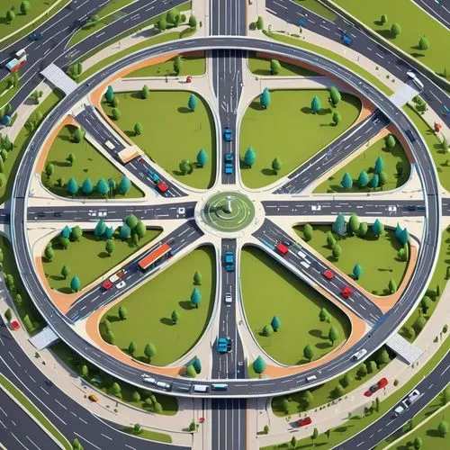 highway roundabout,roundabout,roundabouts,interchanges,interchange,superhighways,Unique,3D,Isometric