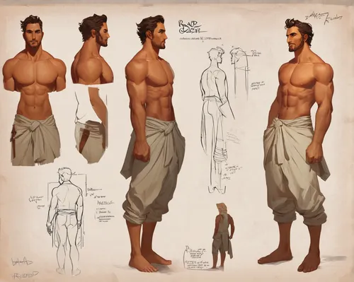 male poses for drawing,sackcloth textured,male character,sackcloth,costume design,concept art,sarong,towels,trimmed sheet,male elf,brown sailor,men clothes,cloth,towel,studies,study,male model,greek gods figures,male nurse,concepts,Unique,Design,Character Design