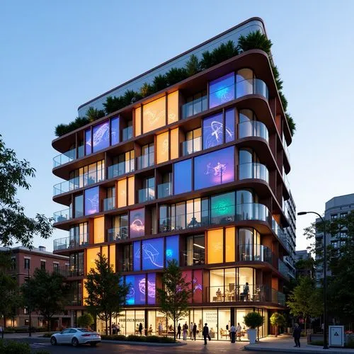 glass facade,apartment building,cubic house,mvrdv,rigshospitalet,appartment building,arkitekter,colorful facade,rikshospitalet,andaz,glass building,lofts,residential tower,apartment block,modern architecture,multistorey,glass facades,modern building,kimmelman,multistoreyed