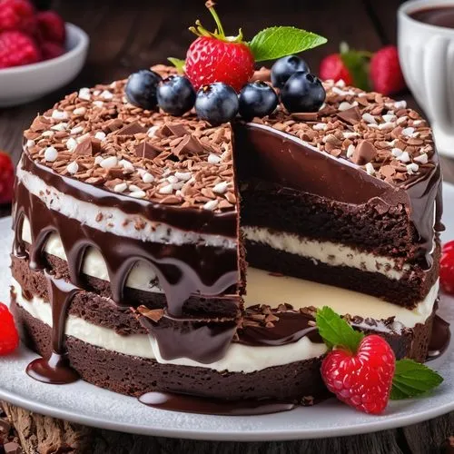 chocolate layer cake,chocolate cake,ice cream cake with chocolate sauce,torte,chocolate desert,a cake,Photography,General,Realistic