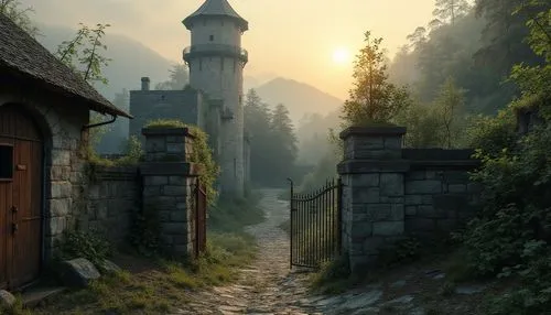 riftwar,medieval street,mountain settlement,nargothrond,mountain village,narrow street,village gateway,theed,fantasy landscape,medieval town,rivendell,alpine village,knight village,eltz,gondolin,morrowind,old village,world digital painting,sentier,sortavala,Photography,General,Realistic