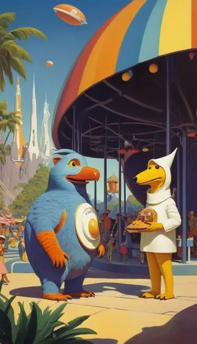 bird bird kingdom,bird kingdom,tropical birds,bird couple,retro diner,california adventure,tucan,big bird,toucans,amusement park,beach restaurant,disney baymax,bird park,seaside resort,fry ducks,the disneyland resort,donald duck,seagulls birds,disneyland park,theme park,Conceptual Art,Sci-Fi,Sci-Fi 16