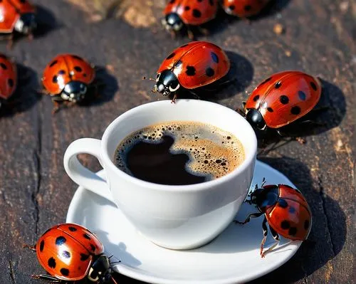 ladybirds,ladybugs,seven-dot ladybug,ladybug,lady bug,coccinellidae,ladybird,ladybird beetle,asian lady beetle,hatching ladybug,coffee background,coffee break,coffees,beetles,cups of coffee,cute coffee,coffee cups,coffee time,coffee seeds,coffe,Photography,Documentary Photography,Documentary Photography 11