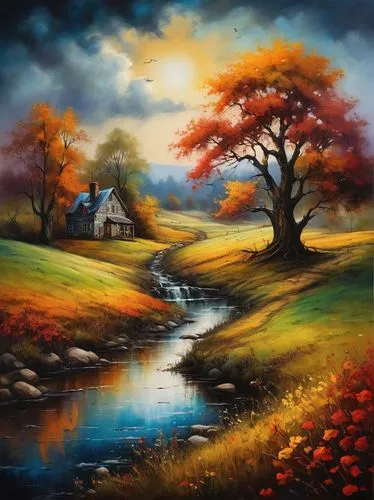 autumn landscape,fall landscape,home landscape,landscape background,rural landscape,autumn background,autumn idyll,nature landscape,meadow landscape,autumn tree,autumn scenery,fantasy landscape,oil painting on canvas,farm landscape,landscape nature,art painting,river landscape,beautiful landscape,landscape,the autumn,Photography,General,Cinematic