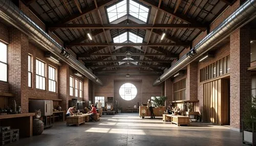 loft,wooden beams,hammerbeam,lofts,factory hall,fabrik,atriums,industrial hall,daylighting,carreau,atrium,freight depot,offices,revit,refectory,clerestory,cryengine,brickworks,3d rendering,linthouse