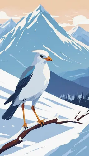 Sketch a majestic bird amidst snow-covered mountains.,bluebird,arctic birds,bird illustration,bluebird perched,antarctic bird,eagle illustration,winter background,snow-capped,mountain bluebird,nature 