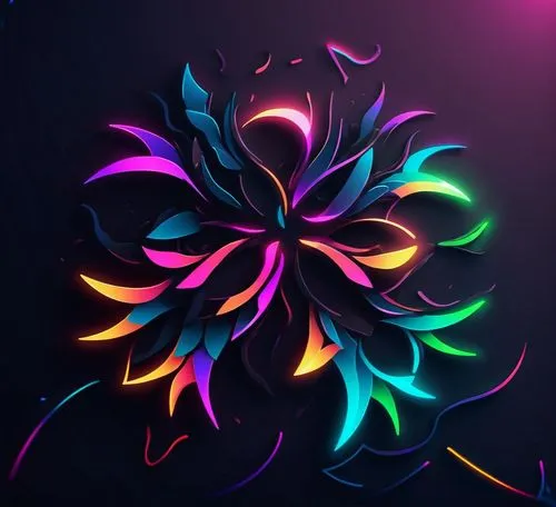 the colorful flower is in neon colors,retro flower silhouette,flowers png,cosmic flower,flower wallpaper,light drawing,floral rangoli,Unique,Design,Logo Design