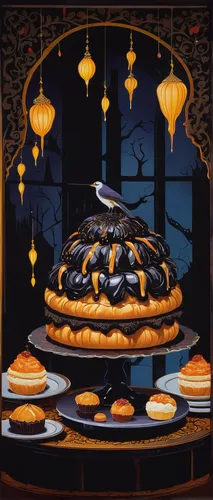 Create a horror story set in a haunted bakery with haunted choux pastries.,profiterole,okonomiyaki,mid-autumn festival,sufganiyah,sfogliatelle,xiaolongbao,dorayaki,boston cream pie,moon cake,flying sa