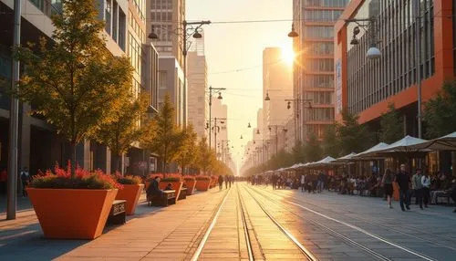 tram road,potsdamer platz,friedrichstrasse,streetcars,hafencity,tramways,arbat street,tramlines,pedestrianized,tramway,britomart,avenues,warszawa,shinbashi,street car,cityline,streetscape,midmarket,shimbashi,shopping street,Photography,General,Realistic