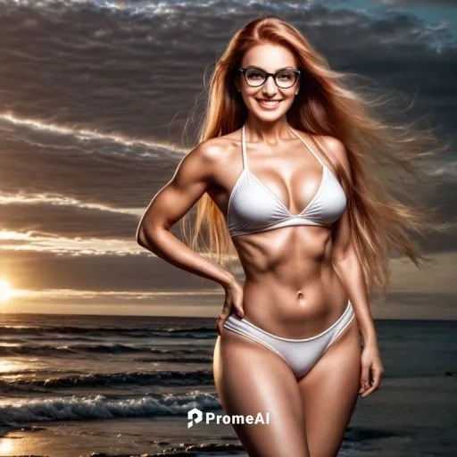 generates a polaroid style image with the look of an old saved photo, She is a very beautiful woman, with a beautiful smile and wears glasses and looks like a dazzling and magnificent scientist, but s