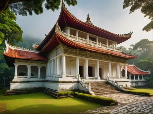 buddhist temple,asian architecture,thai temple,palyul,buddhist temple complex thailand,hall of supreme harmony,white temple,vihara,the golden pavilion,golden pavilion,taman ayun temple,ancient house,dojo,kampuchea,javanese traditional house,stone pagoda,dhamma,baan,beomeosa temple,mahavihara,Art,Classical Oil Painting,Classical Oil Painting 30