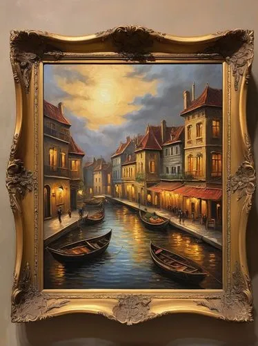 venetian,venezia,copper frame,venetian hotel,ponte vecchio,oil painting on canvas,decorative frame,murano,art painting,hallia venezia,burano,gondolas,framed paper,bamberg,art nouveau frame,oil painting,gold frame,venice,delft,grand canal,Illustration,Paper based,Paper Based 28