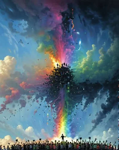 rainbow clouds,rainbow butterflies,rainbow and stars,rainbow,mists over prismatic,rainbow background,prism ball,raimbow,rainbow colors,colorful tree of life,sky tree,cloudburst,raincloud,fairy chimney,unicorn and rainbow,prismatic,skyflower,rainbow pattern,colors rainbow,sky butterfly,Conceptual Art,Fantasy,Fantasy 29