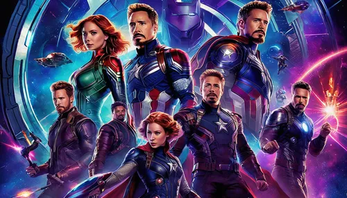 Design a futuristic Avengers poster with a high-tech setting and holographic elements.,the avengers,assemble,avengers,avenger,thanos infinity war,marvels,xmen,marvel,civil war,passengers,ban,a3 poster