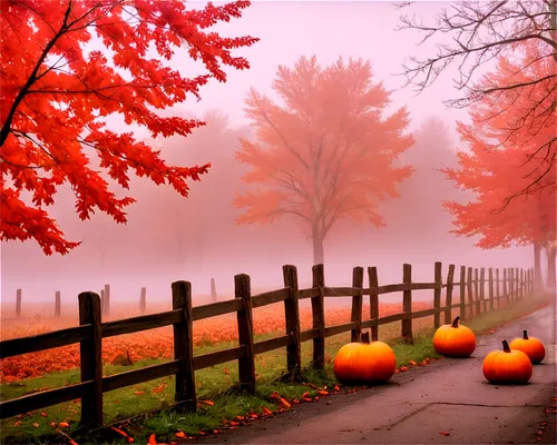 autumn fog,autumn background,autumn scenery,fall landscape,pumpkin autumn,autumn landscape,autumn pumpkins,foggy landscape,halloween background,seasonal autumn decoration,autumn decoration,autumn frame,autumn day,autumn morning,the autumn,autumn,just autumn,pumpkins,autumn theme,autumn idyll,Illustration,American Style,American Style 11