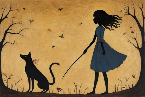 girl with dog,sewing silhouettes,halloween silhouettes,cat silhouettes,silhouette art,halloween cat,cat lovers,girl with tree,cat tail,dog and cat,ritriver and the cat,halloween black cat,cat,halloween illustration,animal silhouettes,girl in a long,woman silhouette,mouse silhouette,two cats,the cat,Art,Artistic Painting,Artistic Painting 47