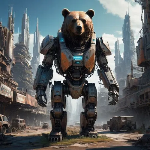 Bear,Robotic bear,Robot,Conceptual Art,Sci-Fi,Sci-Fi 05