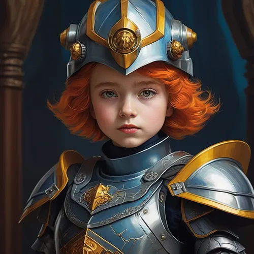 fantasy portrait,child portrait,dwarf sundheim,paladin,golden crown,cg artwork,crown render,lux,joan of arc,eufiliya,dwarf,nora,helmet,world digital painting,merida,cepora judith,minerva,gold crown,fantasy art,mary-gold,Conceptual Art,Daily,Daily 14