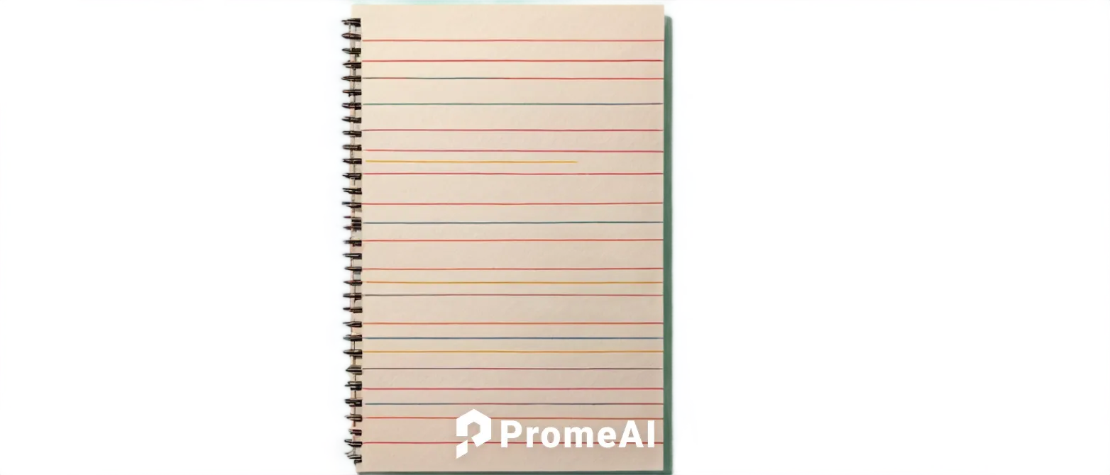 White notebook paper, A4 size, blank page, horizontal lines, college-ruled, 30-degree angle, soft focus, warm lighting, shallow depth of field, realistic texture, subtle shadow, detailed fibers, gentl