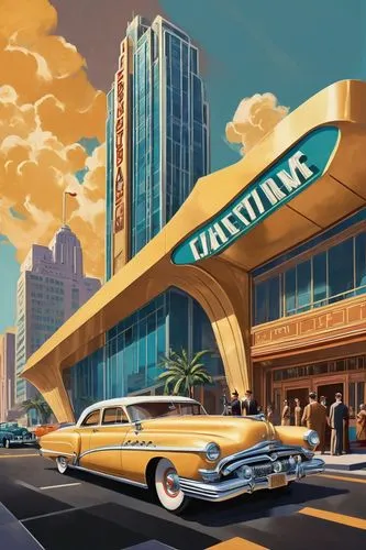 tailfins,packard one-twenty,fairlane,cinerama,oldsmobile,ford fairlane,1959 buick,galaxie,streamline,retro diner,freaknik,fleetline,ford galaxie,retro automobile,continental,edsel,streamliners,hurontario,ford thunderbird,unibank,Illustration,Retro,Retro 12