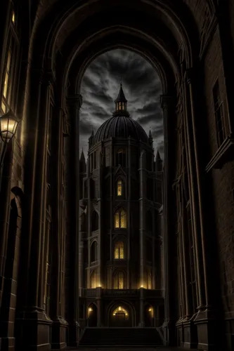 a dark and gloomy place,haunted cathedral,gothic architecture,gothic church,castle of the corvin,cathedral,blood church,hall of the fallen,notre dame,hogwarts,ghost castle,haunted castle,black church,