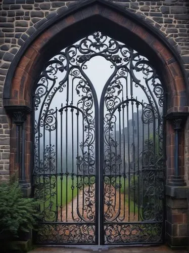 iron gate,front gate,gated,gate,gateway,wood gate,farm gate,garden door,stone gate,ironwork,metal gate,church door,gates,iron door,tixall gateway,wrought iron,gregynog,archway,fence gate,entranceway,Illustration,Retro,Retro 11