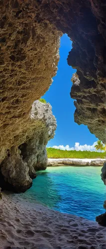 Create a thrilling adventure set on Cayo Largo island's hidden caves.,limestone arch,sea cave,natural arch,sea caves,blue caves,cave on the water,cook islands,fraser island,blue cave,the blue caves,bo