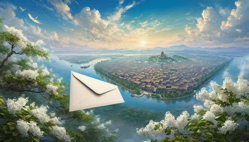 world digital painting,cube background,landscape background,fantasy picture,aerial landscape,paper boat,fantasy landscape,roof landscape,mountain settlement,pyramids,mountain world,aerial view umbrella,russian pyramid,3d fantasy,mountain scene,background image,cloud mountain,paper plane,floating island,triangles background