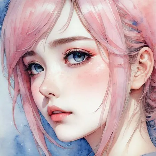 nadeshiko,serah,luka,cotton candy,fantasy portrait,hoshihananomia,zuoyun,bubblegum,soft pastel,kanke,haru,ia,neopolitan,inori,sky rose,rose quartz,girl portrait,pink hair,pink beauty,kanon,Illustration,Paper based,Paper Based 15