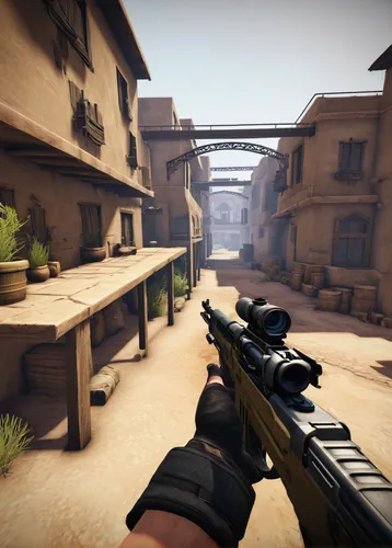 overpass,crosshair,block balcony,color is changable in ps,screenshot,shooter game,sandstorm,ravine,snipey,heavy crossbow,graphics,cobble,submachine gun,m4a1 carbine,wooden beams,ranged weapon,deadwood,rendering,the desert,street canyon,Illustration,Retro,Retro 20