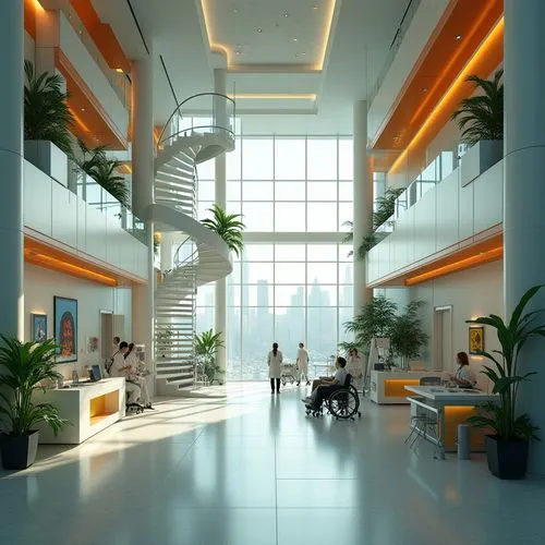 atriums,phototherapeutics,modern office,atrium,offices,3d rendering,medical center,hospital,school design,ambulatory,hospitalisations,skyways,hospitalier,hosptial,university hospital,skywalks,skybridge,daylighting,hospital ward,lobby,Photography,General,Realistic