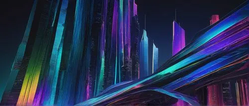 abstract rainbow,prisms,bifrost,colorful city,colored lights,futuristic architecture,prism,guangzhou,colorful glass,rainbow bridge,colorful light,vivid sydney,spectrum,antiprisms,olufade,futuristic art museum,leanbow,klcc,triforium,neon arrows,Art,Artistic Painting,Artistic Painting 34