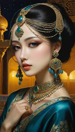 oriental princess,orientalist,sheherazade,oriental girl,rem in arabian nights,radha,Illustration,Realistic Fantasy,Realistic Fantasy 08