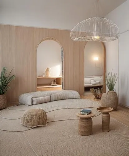 Boho shake,wood,the wooden ones,blanket, bokla  fabric sofa , white sofa ,straw lamp,shadow,niches,decoration, plans, flower pots,rug,parquet , fix the arc, add a view ,modern room,bedroom,scandinavia