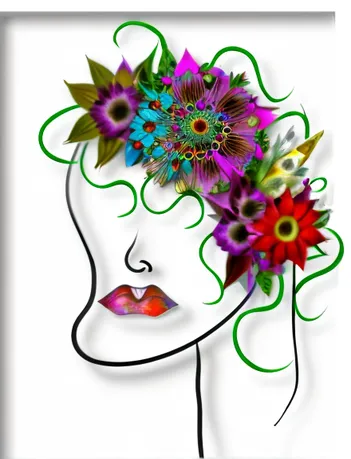 an image of a woman with a flower in her hair,flowers png,coreldraw,my clipart,flower illustrative,flowerhead,scrapbook clip art