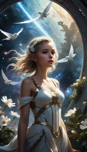 galadriel,fantasy picture,fantasy art,fantasy portrait,zodiac sign libra,dove of peace,jaina,aurora,ellinor,andromeda,faerie,ozma,amalthea,prospera,frigga,serafina,sigyn,janna,margaery,diwata,Conceptual Art,Fantasy,Fantasy 11