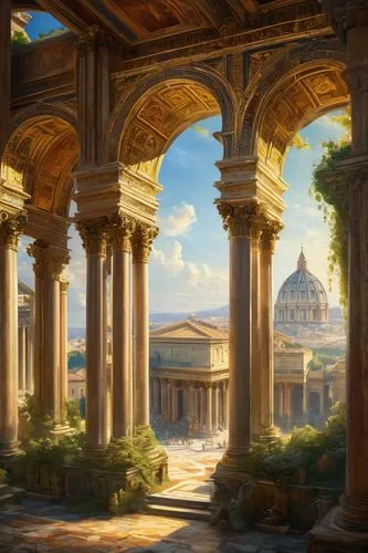 vittoriano,ancient city,panagora,artemis temple,ancient rome,the ancient world,eternal city,galerius,capitolium,pillars,neoclassicism,greek temple,solstices,neoclassical,acropolis,temple of diana,citadels,palaces,apolloni,halicarnassus,Conceptual Art,Fantasy,Fantasy 05