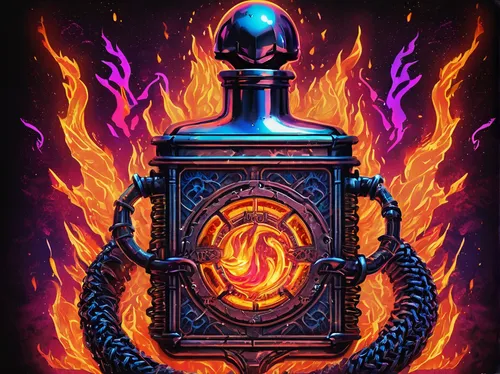 bottle fiery,poison bottle,the bottle,flagon,flask,gas bottle,jägermeister,tequila bottle,inferno,bottle,kerosene,cauldron,fire background,oil lamp,potion,alchemy,lantern,scroll wallpaper,conjure up,bottle of oil,Conceptual Art,Sci-Fi,Sci-Fi 27