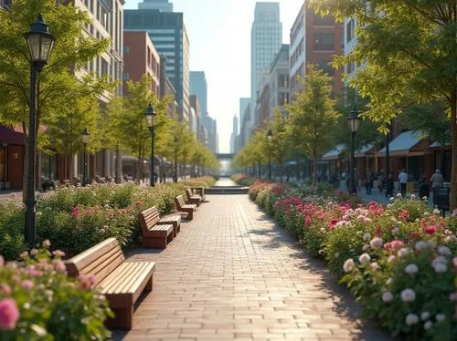 pedestrianized,paved square,urban park,meadow rues,microdistrict,marunouchi,spring garden,sidewalk,walkability,biopolis,avenues,botanical square frame,streetscape,walkway,allee,cityline,hafencity,citycenter,tree-lined avenue,streeterville,Photography,General,Realistic