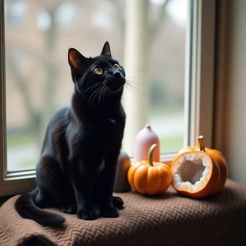 halloween black cat,halloween cat,samhain,pumpsie,pumpkin,kirdyapkin,Illustration,Realistic Fantasy,Realistic Fantasy 33