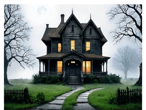 the haunted house,witch's house,haunted house,houses clipart,witch house,house silhouette,halloween background,creepy house,lonely house,halloween illustration,halloween poster,little house,dreamhouse,halloween scene,cottage,victorian house,the threshold of the house,cartoon video game background,halloween wallpaper,home landscape,Illustration,Realistic Fantasy,Realistic Fantasy 22