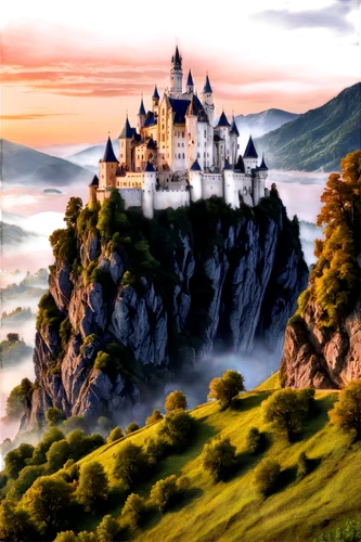 fairy tale castle,beleriand,gondolin,nargothrond,castle of the corvin,fairytale castle,fantasy landscape,knight's castle,tirith,alfheim,fantasy picture,rivendell,dragonlance,castledawson,cartoon video game background,castel,castle bran,castletroy,fablehaven,fantasy world,Art,Classical Oil Painting,Classical Oil Painting 01