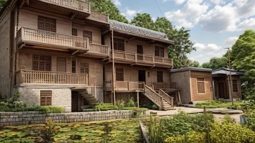 乡村景观、建筑白墙、建筑红瓦、石头围栏,new echota,gristmill,townhouses,wooden houses,new housing development,garden elevation,house purchase,3d rendering,model house,homes for sale in hoboken nj,old colonial house,ruhl 